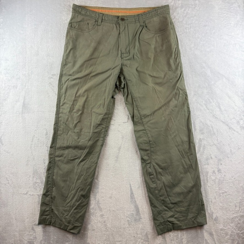 Prana Pants Mens 36x30 Green 5 Pocket Canvas Outdoor Hiking Camping